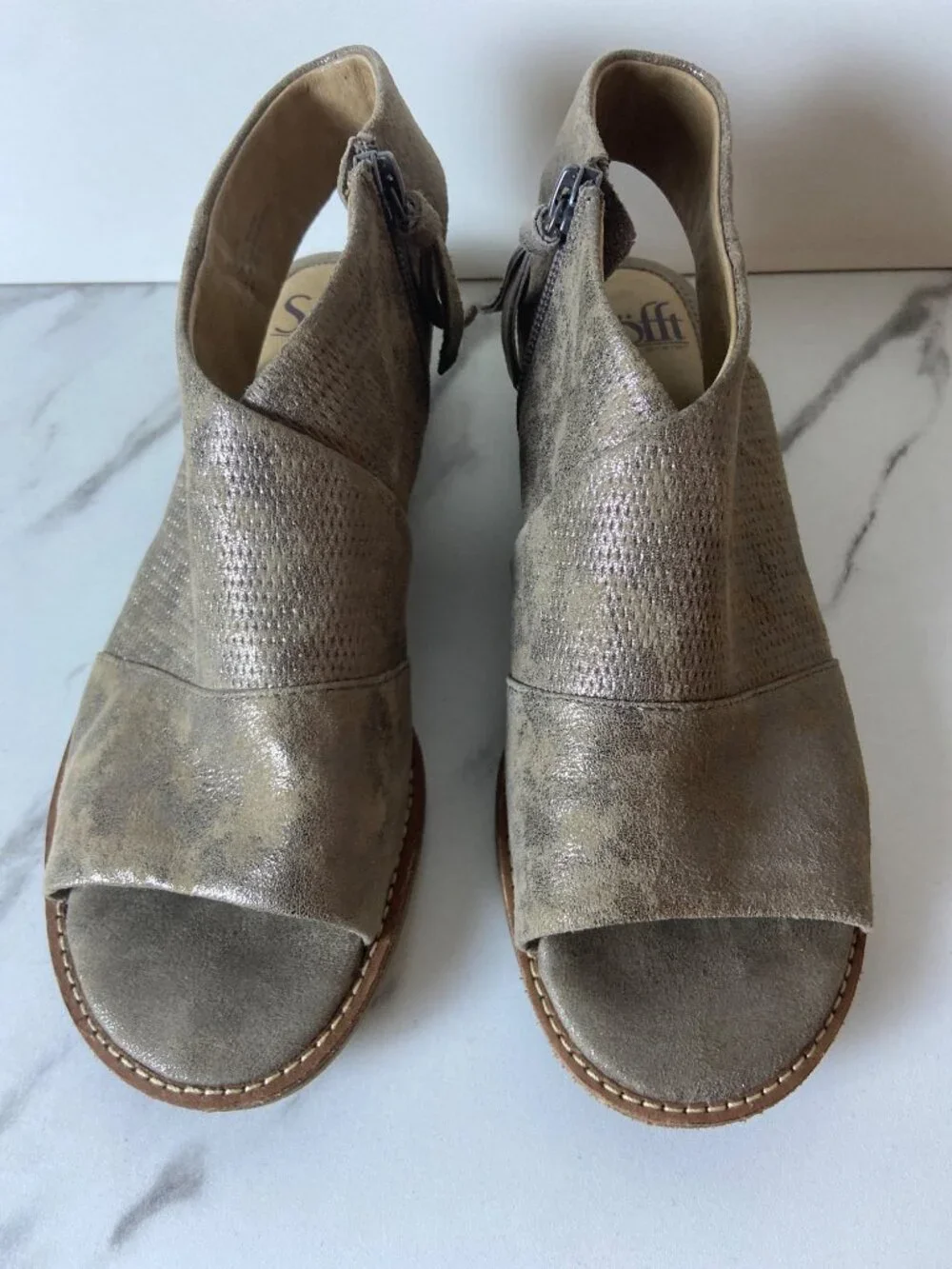 Söfft Natalia Smoke Metallic Suede Sandals Women’s Size 6.5 M